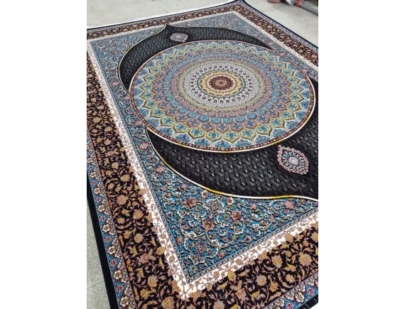 فرش700 شانه طرح گنبد زمینه سرمه ای 